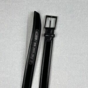 Magnanni 1114 Mens Size 42 Black Leather Velvet Dress Belt [Made In Spain]